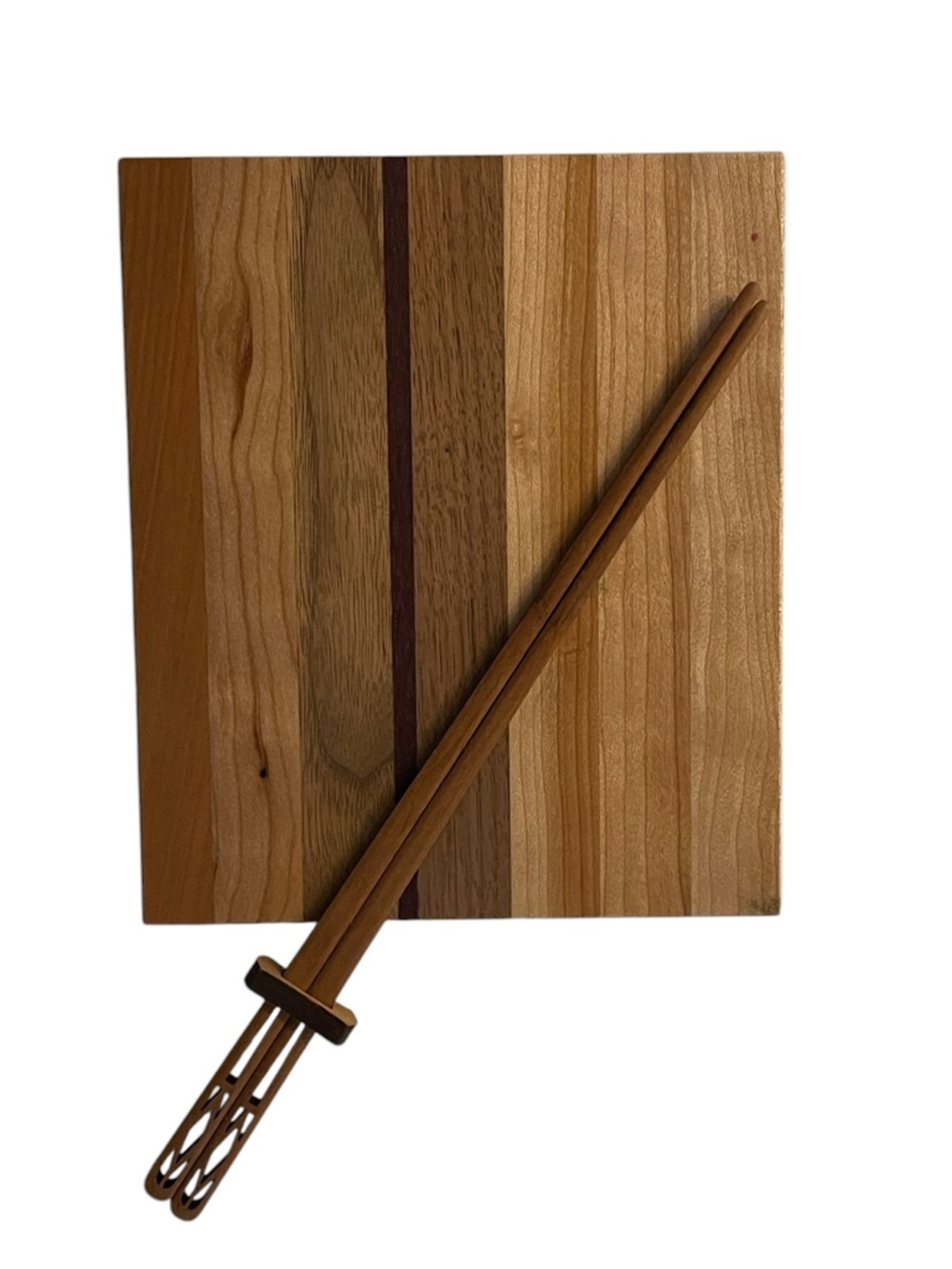 Wooden Single Serving Sushi Board with Chopsticks. Measurements in pictures.